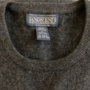 Lands' End 100% Cashmere Sweater - Dark Charcoal -XL